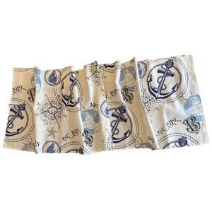Window Valance Nautical Theme Shades-Blue & Cream, Ocean Beach Vacation Anchor
